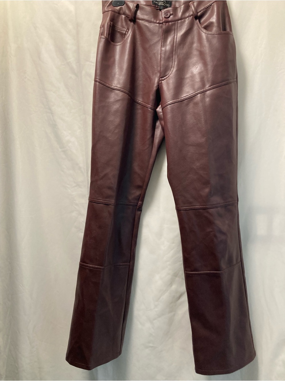 Erika Faux Leather Brown Flare Pants Size 7 Y2K Moto Goth